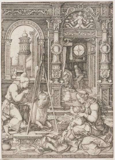 Aziz Luke Bakire ve Çocuğu Boyama by Dirk Vellert