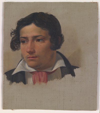 Kırmızı eşarplı genç bir adamın portresi by Ditlev Blunck