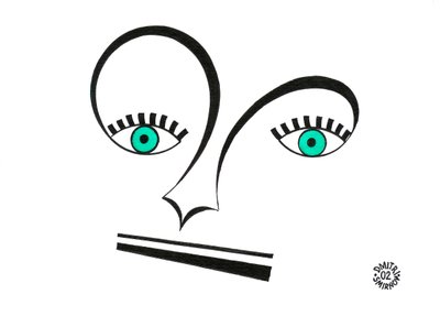 Alto nota anahtarı yüzü - nota anahtarı ve diğer müzik notasyonları kullanılarak çizilen bir yüz by Dmitri Smirnov