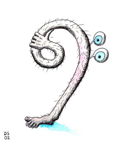 Tüylü bas nota anahtarı - bir elin tuttuğu bacak şeklinde çizilmiş bir bas nota anahtarı by Dmitri Smirnov