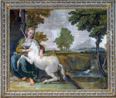 Bir tek boynuzlu at ile Başak. 1604-05 by Domenichino