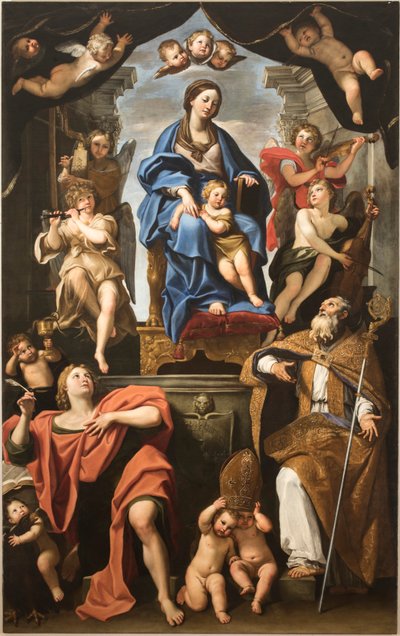 Aziz Petronius ve Evangelist John ile Bakire ve Çocuk, 1625-1629. by Domenichino