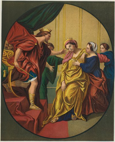 Ester, Kral Ahasuerus'a getirildi by Domenichino