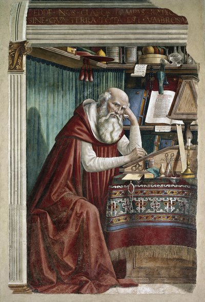 Aziz Jerome çalışma odasında - Fresk by Domenico Ghirlandaio
