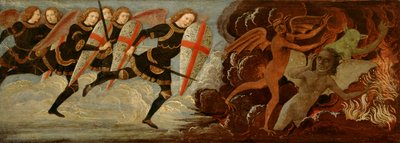 Aziz Michael ve Melekler Şeytanla Savaşta (ahşap panelde tempera) by Domenico Ghirlandaio