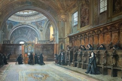 Aziz Mary Donnaregina nuova kilisesinin korosu, 19. yüzyılın ikinci yarısı (tuval üzerine yağlı boya) by Domenico Battaglia