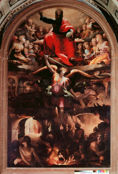 Saint Michael Chasing Asi Melekler Domenico Beccafumi (1486-1551) tarafından Tablo 1526-1530 yakl. Güneş.348x225 cm. Siena, San Niccolo al Carmine Kilisesi by Domenico Beccafumi