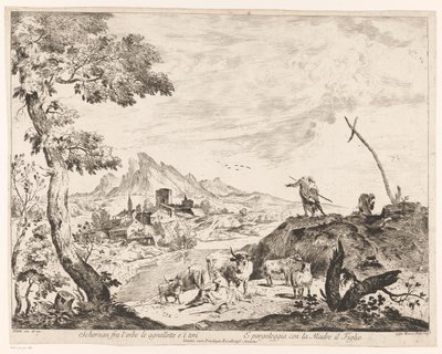 Çobanlar ve Sığırlarla Manzara by Domenico Bernardo Zilotti