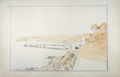 Porto Maurizio, Oneglia'dan görülüyor, yaklaşık 1859, Pasquale Domenico Cambiaso (1811-1894), İtalya Kalem ve sulu boya. by Domenico Cambiaso