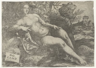 Manzarada uzanmış Venüs by Domenico Campagnola