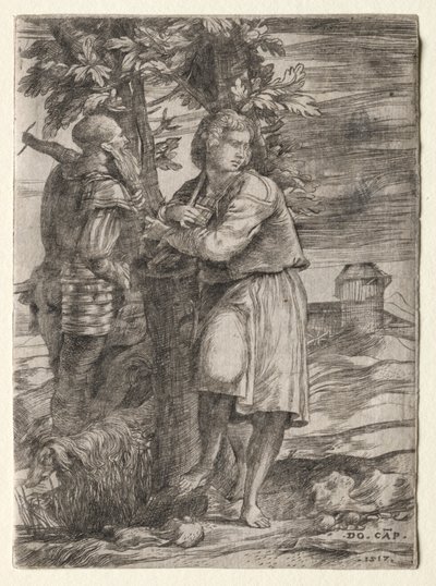 Çoban ve Eski Savaşçı, 1517. by Domenico Campagnola