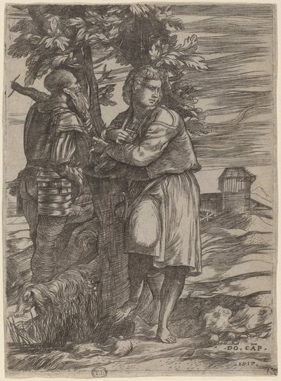 Çoban ve Eski Savaşçı by Domenico Campagnola