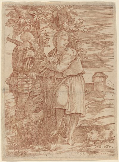 Çoban ve Eski Savaşçı by Domenico Campagnola