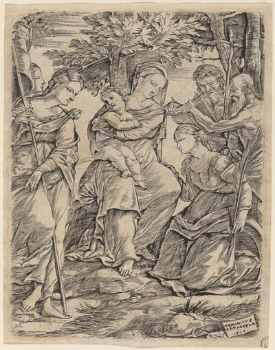 Azizler ile Bakire ve Çocuk by Domenico Campagnola