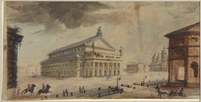 Saint Petersburg İmparatorluk Bolşoy Kamenny Tiyatrosu - Domenico Felice Lamoni (1745-1830). Kağıt üzerine suluboya ve beyaz renk, 1783