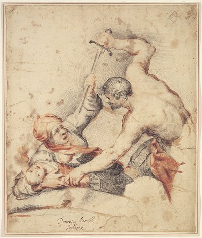 Bir anne ve çocuğa saldıran adam by Domenico Fiasella