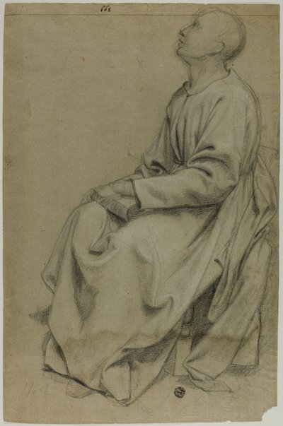 Oturan Keşiş Holding Kitap by Domenico Fiasella