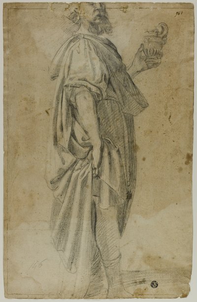 Daimi Büyücü (rekto); Ahır ve Ağaçların Kroki (verso) by Domenico Fiasella