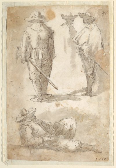Askerlerin Figür Çalışmaları by Domenico Gargiulo, called Micco Spadaro