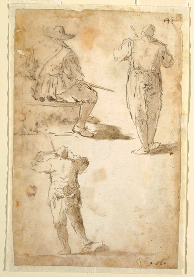 Üç adam by Domenico Gargiulo, called Micco Spadaro