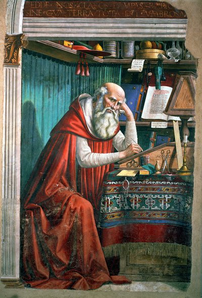 St. Jerome Çalışmasında, 1480, 99655 detayı by Domenico Ghirlandaio