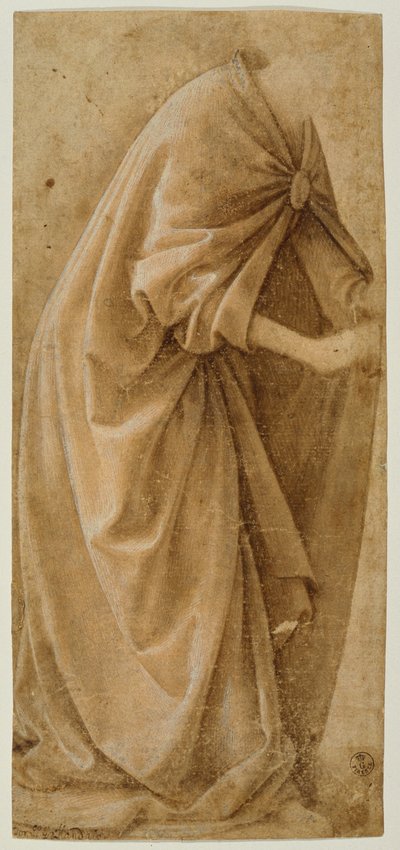 Perdelik Çalışması (kağıt üzerinde beyazla yükseltilmiş mürekkep) by Domenico Ghirlandaio