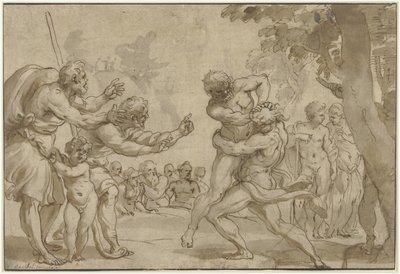 Antaeus'taki Herkül by Domenico I Piola