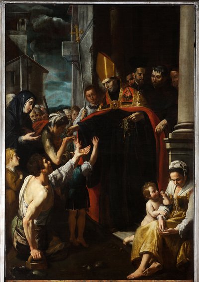 Villanovalı Aziz Thomas'tan sadaka by Domenico Il Sarzana Fiasella