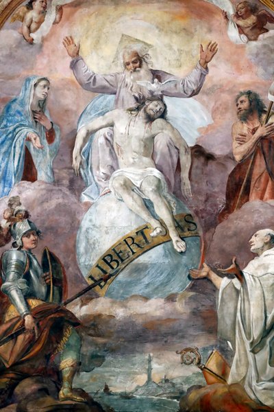 İsa ve Tanrı Baba. Fresk. Cenova. İtalya. by Domenico Il Sarzana Fiasella