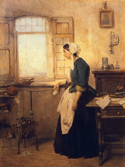 Mektup, Domenico Induno (1815-1878), tuval üzerine yağlı boya by Domenico Induno