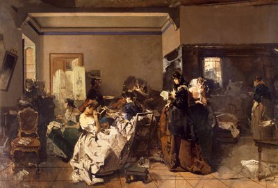 Terzi Okulu, Domenico Induno (1815-1878), tuval üzerine yağlı boya by Domenico Induno