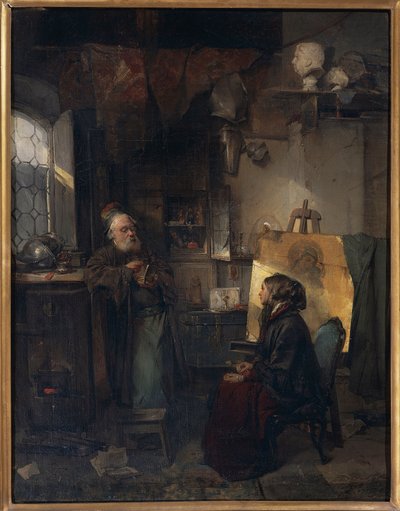 Zor Zamanlarda Düşen Hanımın Son Mücevherlerini İnceleyen Yaşlı Tefeci, Domenico Induno by Domenico Induno