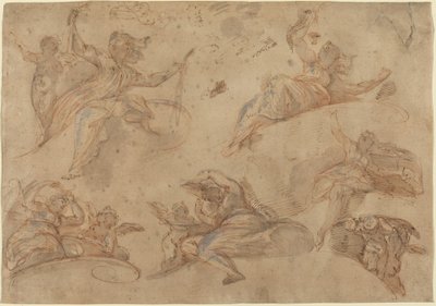 Aşağıdan Görülen Alegorik Figürler by Domenico Maria Canuti