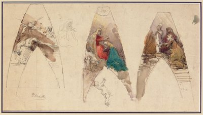 Bir sunak için eskizler by Domenico Morelli