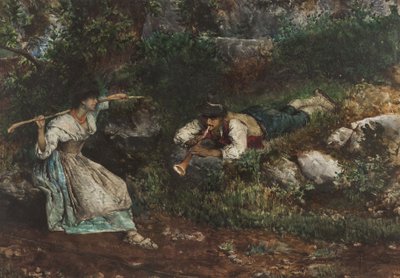 Bir Çoban tarafından kur yapılan bir İtalyan Contadina (kağıt üzerinde wc) by Domenico Pennacchini