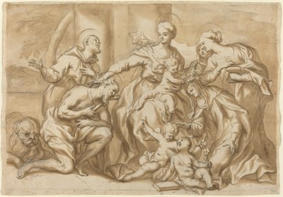 Azizler tarafından çevrili Madonna by Domenico Piola