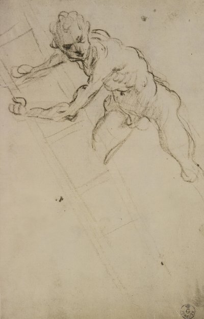 Çarmıha Gerilme için bir figür çalışması (kağıt üzerinde kömür) by Domenico Robusti Tintoretto