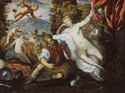 Bir Manzarada Aşk Tanrısı ve Üç Güzeller ile Venüs ve Mars, 159095 by Domenico Tintoretto