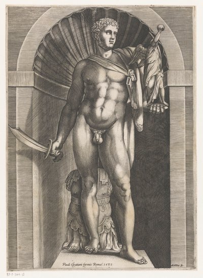 Bir savaşçı heykeli Speculum Romanae Magnificentiae (dizi başlığı) by Domenico Vito
