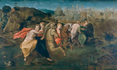 Porsennas kampından Clelia ve Romalı Bakirelerin Kaçışı by Domenico di Pace Beccafumi  