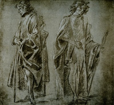 İki erkek figürü için perdelik çalışmaları by Domenico school of Ghirlandaio