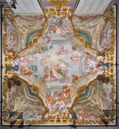Sonbahar alegorisiyle tavan, Bacchus, Sonbahar Salonu by Domenico the Elder Piola