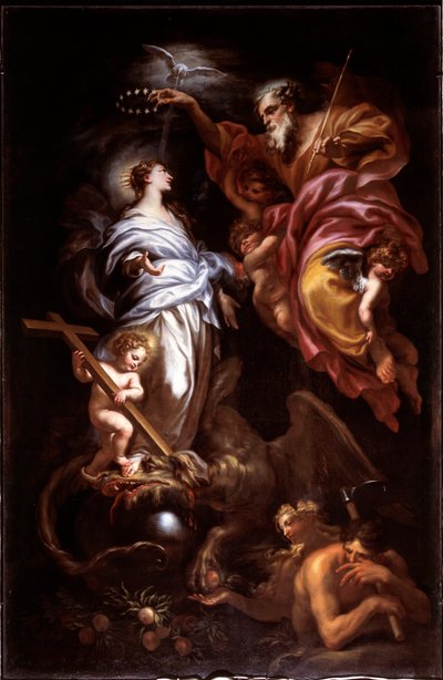 Bakire tertemiz ve kutsal baba (tuval üzerine yağlı boya by Domenico the Elder Piola