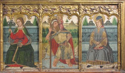 Retable, 15. yüzyıldan Aziz Bridget, Aziz Christopher ve Aziz Kilian ile Predella bölmesi. by Domingo Ram