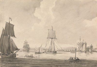 Calshott Kalesi açıklarında Southampton Water'da nakliye by Dominic Serres