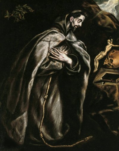 Aziz Francis dua ediyor, 1595 civarı. by Dominico El Greco