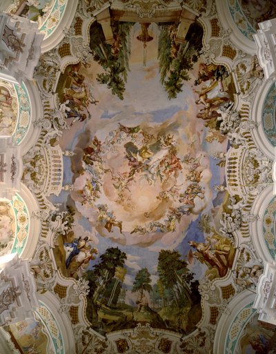 Mimar Domenikus Zimmermann (1685-1766) tarafından Schussenried manastırının kubbesini süsleyen fresk 1730-1731 Schussenried, Almanya by Dominikus Zimmermann