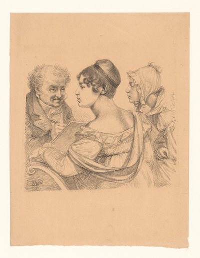 Sanatçının iki genç kadının model olduğu otoportresi by Dominique Vivant Denon (baron)