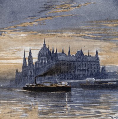 Buda-peşte ve Parlamento Binası (renkli taş) by Donald (after) Maxwell
