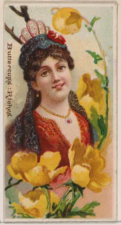 Buttercups: Riches, Floral Beauty and Language of Flowers N75 serisinden Duke için..., 1892. by Donaldson Brothers